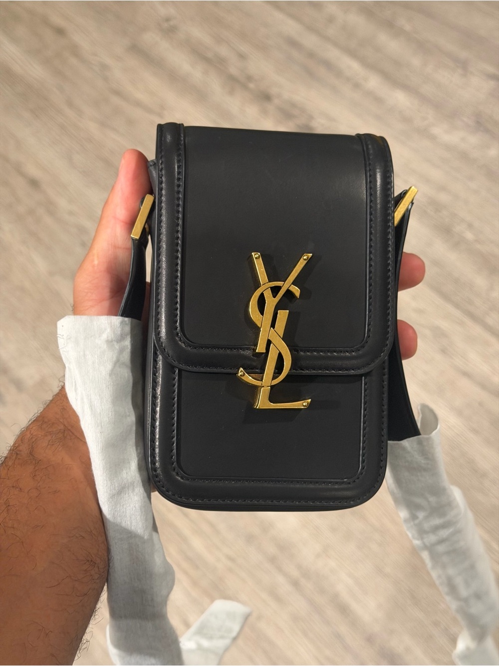 Saint Laurent Black Leather YSL Logo Belt Bag with Gold Hardware